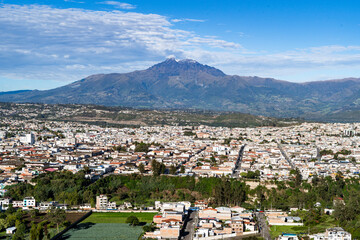Imbabura volcano and the city of Ibarra at the foot