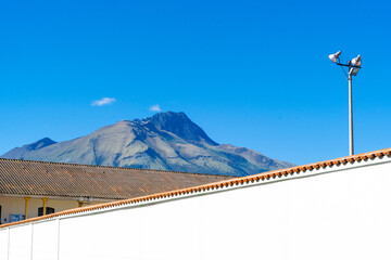 Imbabura volcano and the city of Ibarra at the foot
