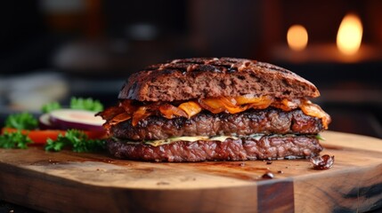 Barbecue burger cutlet UHD wallpaper - obrazy, fototapety, plakaty