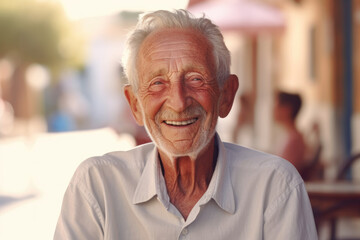 A man with gray hair and a beard smiles for the camera