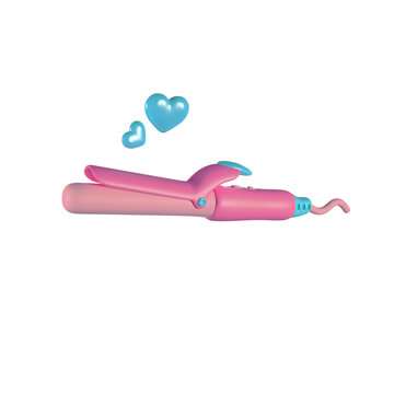 Hair Wand or Curling Rod Pink 3D render realistic illustration