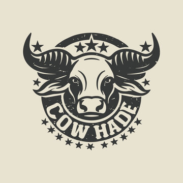 cow hade logo vintage style solid color