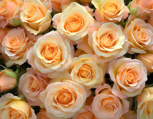 Full frame shot of orange pink roses
