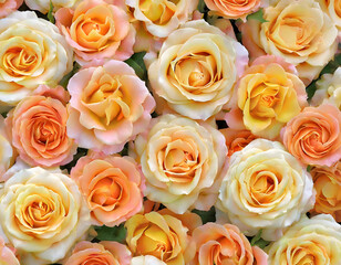 Full frame shot of orange pink roses