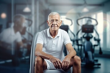 Obraz premium Handsome healthy grandpa in the gym