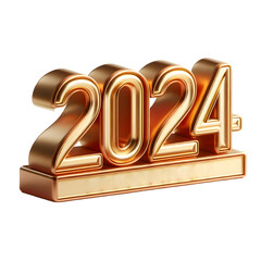 2024 bold letters 3d-illustration golden symbol 