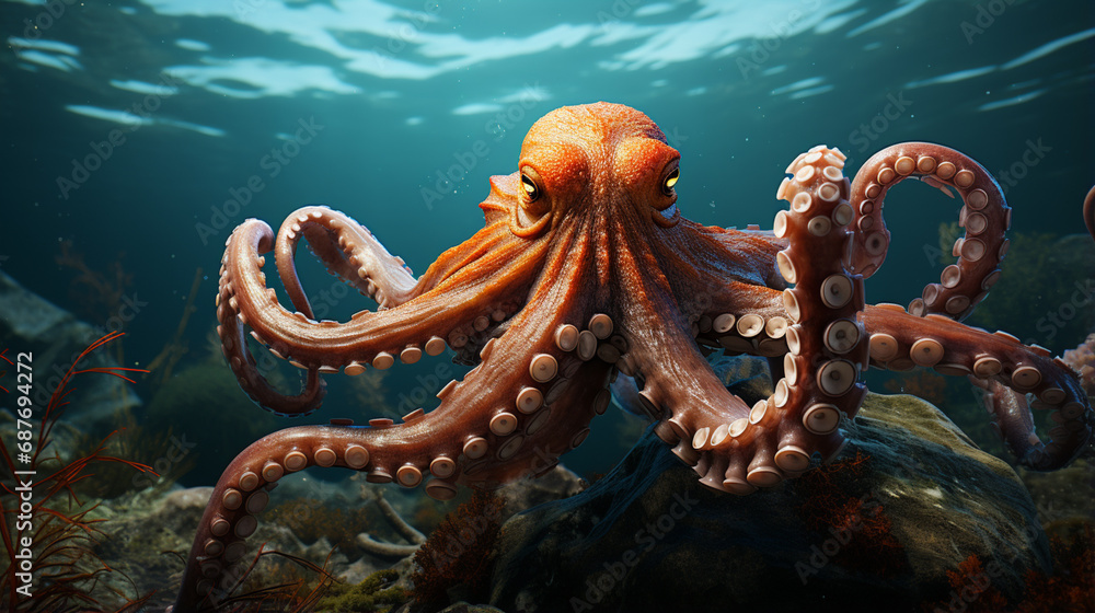 Wall mural selective image of common octopus, wildlife animal. generative ai - Wall murals
