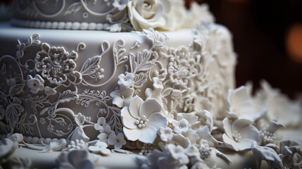 Wedding Cake: A Showcase of Artful Details and Single-Color Sophistication