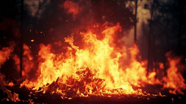 An intense image of a forest fire, depicting the destructive force of nature