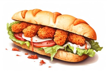 Shrimp Po' Boy icon on white background 