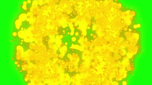Gold Explosion effect on a a Black, Green, Blue Background.