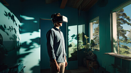 virtual reality in an everyday situation man discover another world