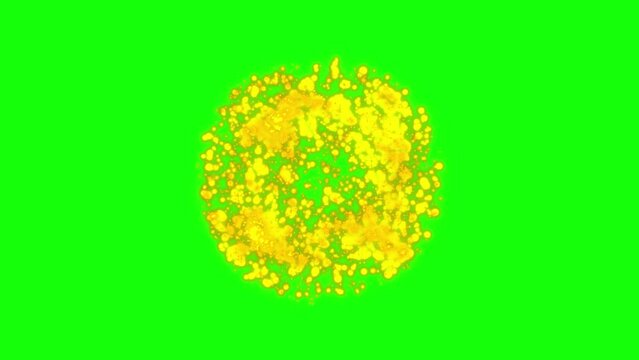 4K Gold Explosion effect on a a Black, Green, Blue Background.