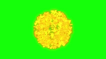 4K Golden hearts explosion on a a Black, Green, Blue Background.