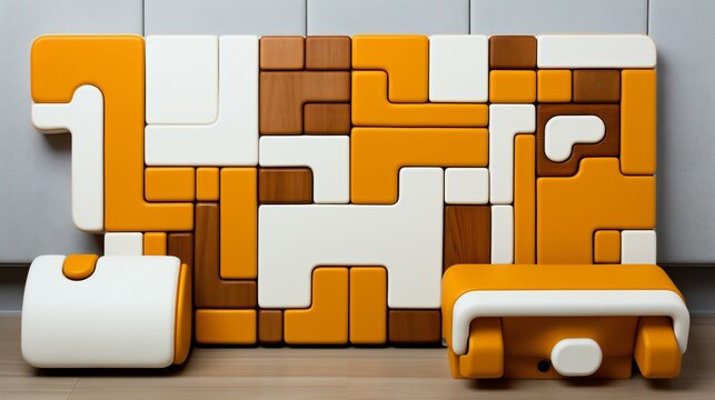 An abstract and conceptual image featuring colorful wooden cubes, representing creativity, business, and problem-solving