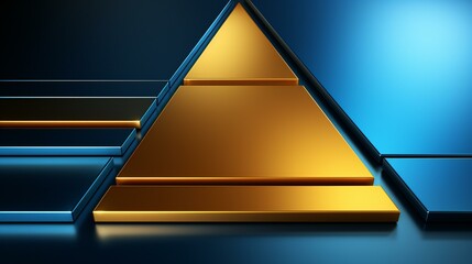 A modern and abstract design with golden triangles on a black background, representing luxury and technology