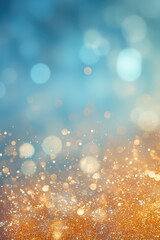 Obraz na płótnie Canvas Glitter vintage lights background. blue, gold defocused. Christmas bokeh.