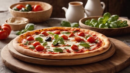 pizza with vegetables.Created with Generative Ai technology