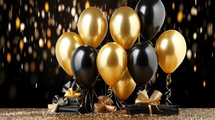 Black and golden ballons UHD wallpaper