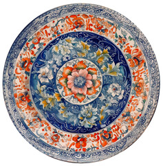 Naklejka premium Watercolor illustration of a vintage plate . Ai generated. Transparent background, png.