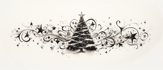 Black and white Christmas tree 