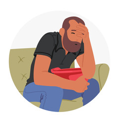 Pale Man Clutches Basin, Feel Bad, Sweating, A Look Of Distress Fills His Face, Signaling Symptoms Of A Nauseating