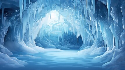 Blue ice cave UHD wallpaper - obrazy, fototapety, plakaty