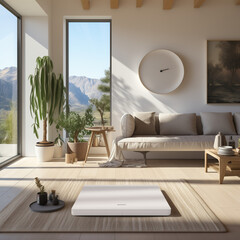 yoga mat one a white wall no details, people or words