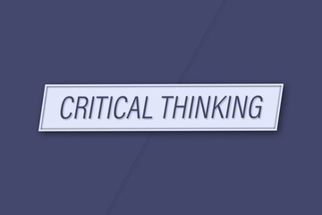 Critical Thinking. A banner illustration with blue text, isolated on a blue background.