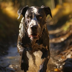 Leaping Great Dane: A Harmonious Blend of Agility and Joy in the Golden Hour