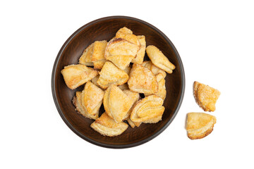 Homemade cookies in a bowl on a white background