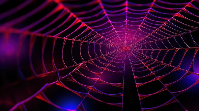 Bright spider web on black bakground UHD wallpaper