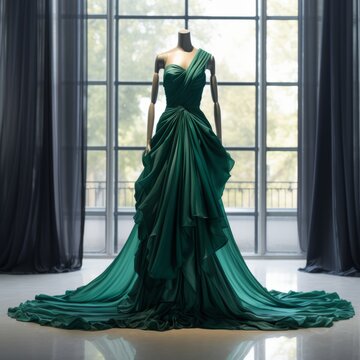 Eightale Dark Green Evening Dress V-Neck Shiny Long Sleeves A-Line Prom  Party Gown Satin Wedding Gust Dress Vestidos De Noche - AliExpress