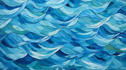 A seamless vector illustration of a water-themed pattern, featuring waves and swirls in a retro style