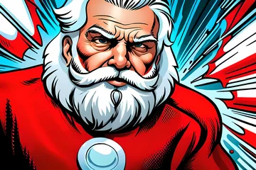 Foto op Plexiglas Santa Claus as comic book superhero © Roman Sigaev