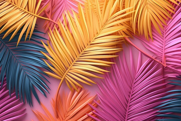 colorful palm leaves background