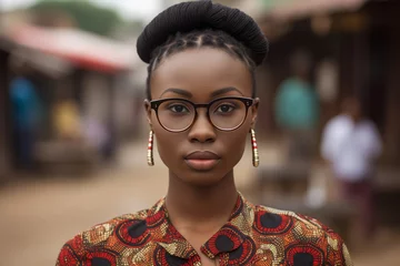Türaufkleber an 20 Year old nigerian girl wearing big eyeglasses. africanwoman.  © Enrique
