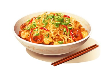 Singapore noodles icon on white background 
