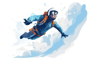 Skydiving icon on white background 