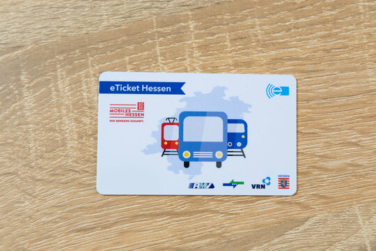 electronic eTicket Germany on table, travel passes for public transport, travel concept for country, in german, Smart City Solutions, Frankfurt - December 3, 2023