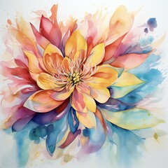 A vibrant abstract watercolor flower 