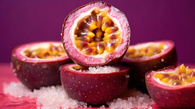 Clipped passion fruit slices UHD wallpaper