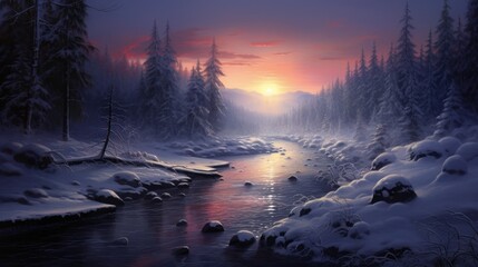  a snow covered forest with trees 