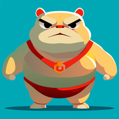 Angry Hippo Fat bodysuit Mage  super hero Red Big eye cute stand full body
