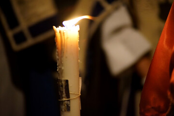 semana santa, special candle with flame at night