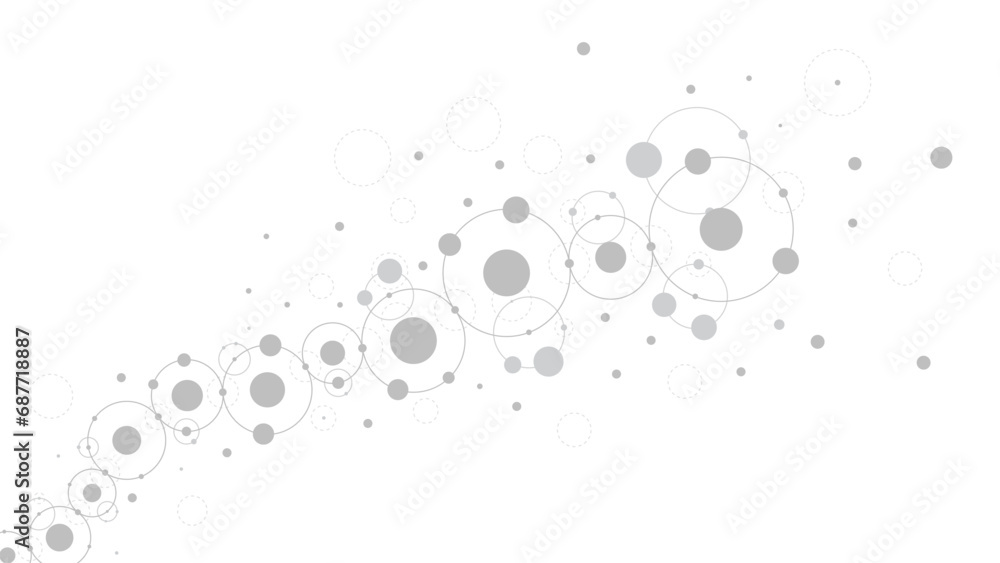 Poster Technology abstract background. Abstract geometric background. Connected circles. Network of circles.