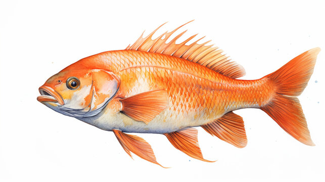 Illustration d'un poisson. Eau douce ou eau de mer. Animal aquatique, écailles, océan. Dessin, aquarelle.
