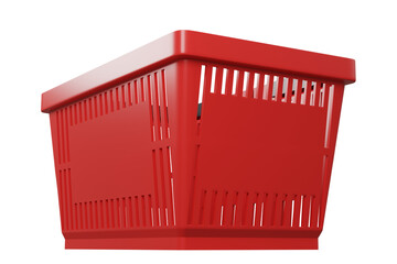 Fototapeta premium Plastic shopping basket. Isolated supermarket shopping cart.