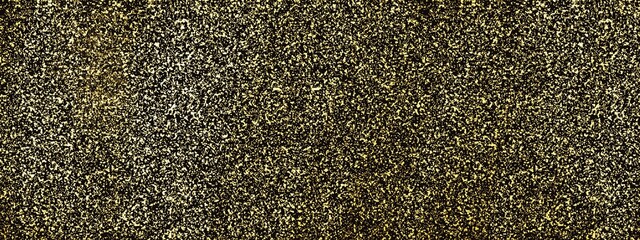 Golden glitter confetti on black background. Gold shimmer 