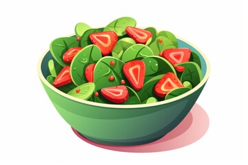 Spinach Strawberry Salad icon on white background 